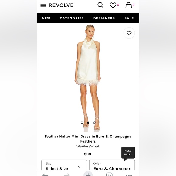 WeWoreWhat Halter Mini Dress w/Feathers - Picture 1 of 4